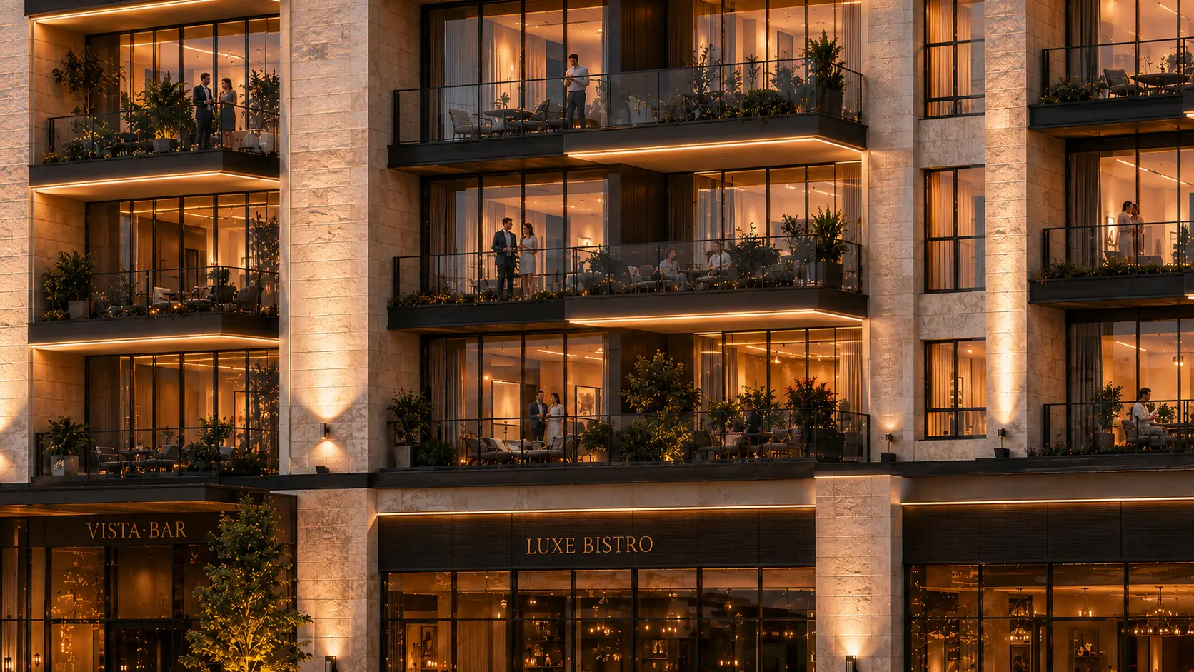 Loggias at dusk
